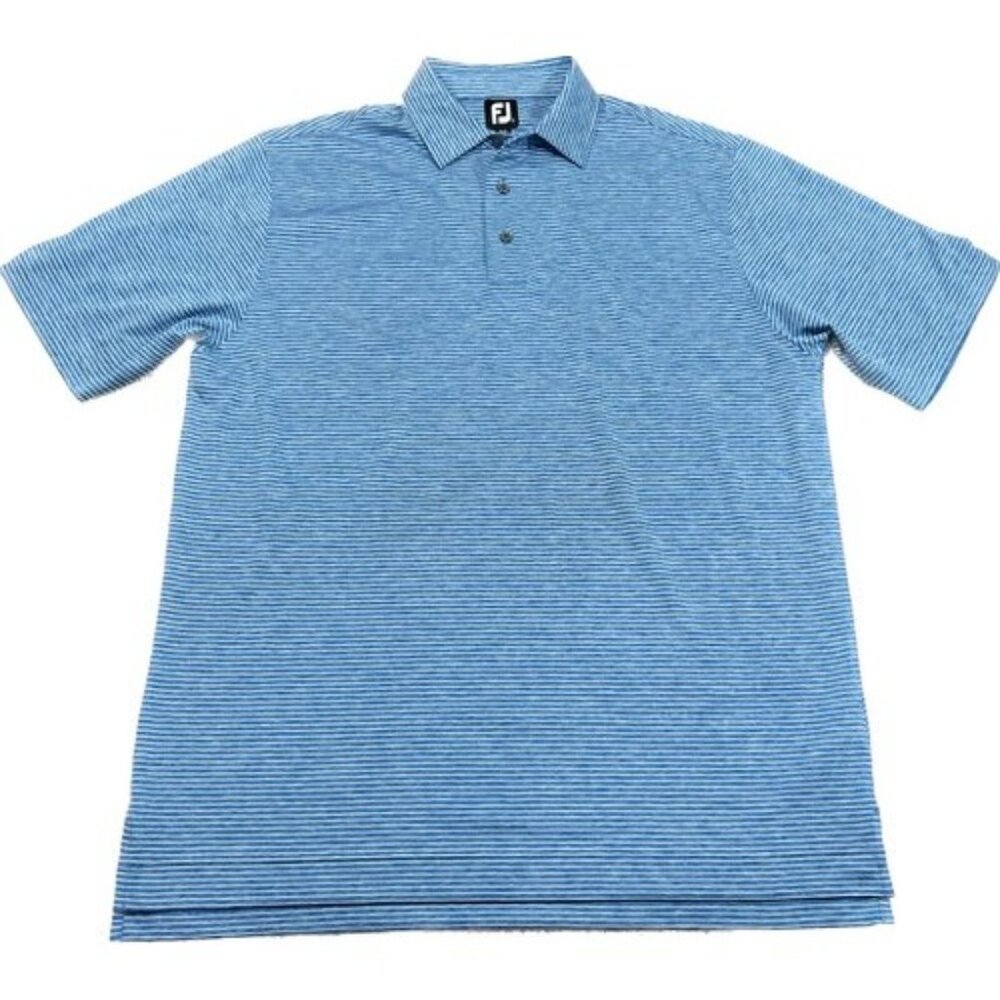 FootJoy Men's Short Sleeve Light Blue Stripes Polo Stretch Size Large